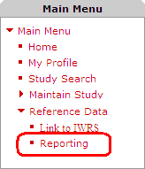 Reporting menu
